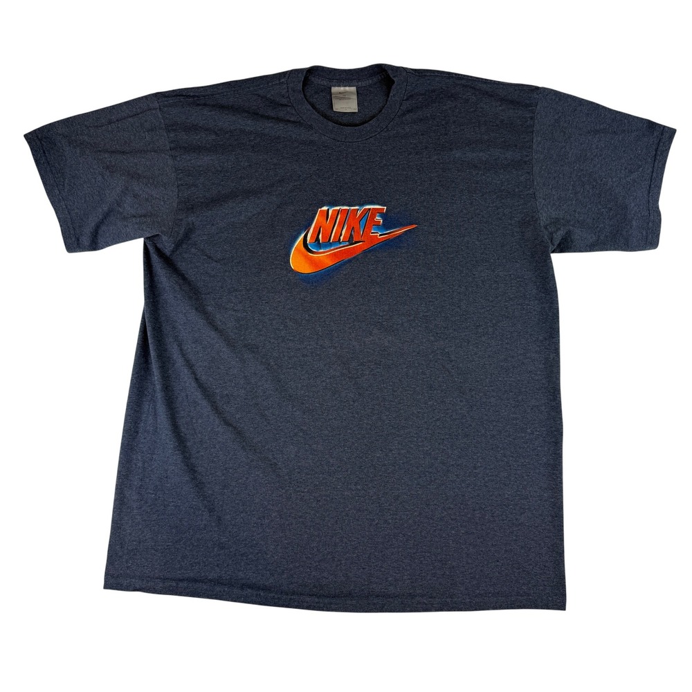 Nike T-Shirt Mens XXL Navy Blue Graphic Logo Short Sleeve Made in USA Tee